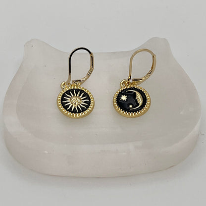 Gold Filled Celestial Moon and Sun Earrings