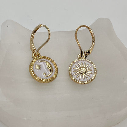 Gold Filled Celestial Moon and Sun Earrings