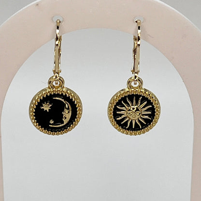 Gold Filled Celestial Moon and Sun Earrings