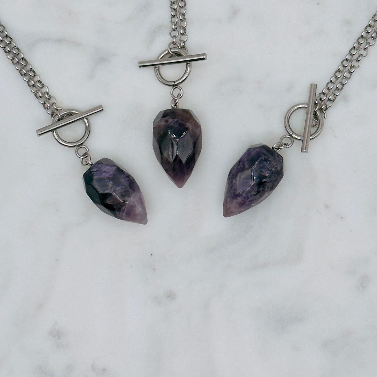 Silver Crystal Pendulum Necklace