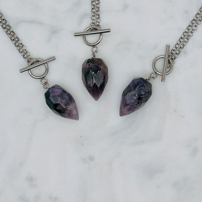 Silver Crystal Pendulum Necklace