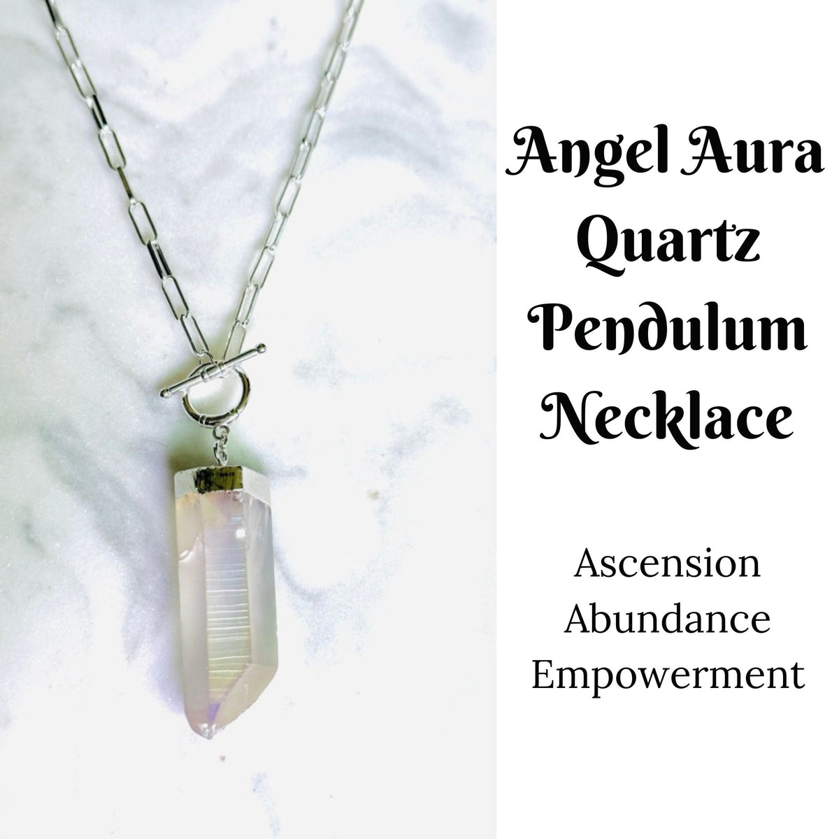 Raw Angel Aura Quartz Pendulum Necklace