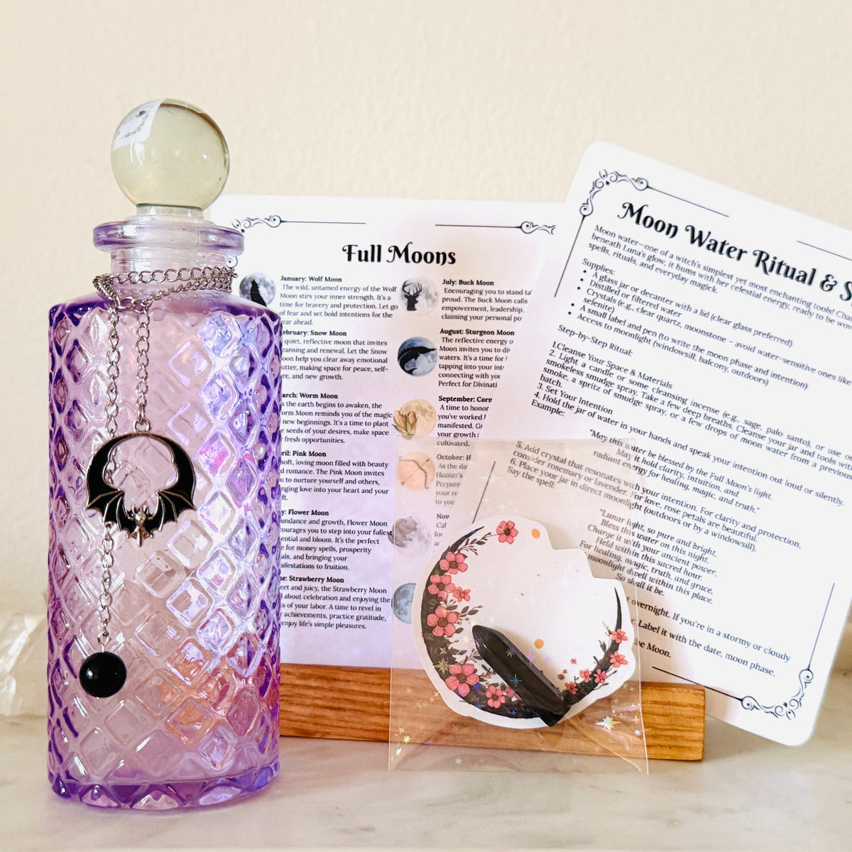 Purple Glass Halloween Moon Water Ritual Kit