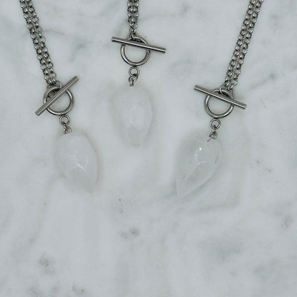 Silver Crystal Pendulum Necklace