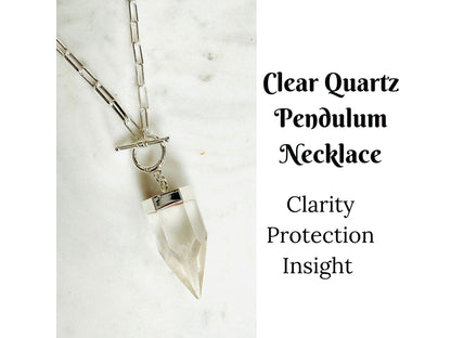 Crystal Pendulum Necklace Silver or Gold Chain