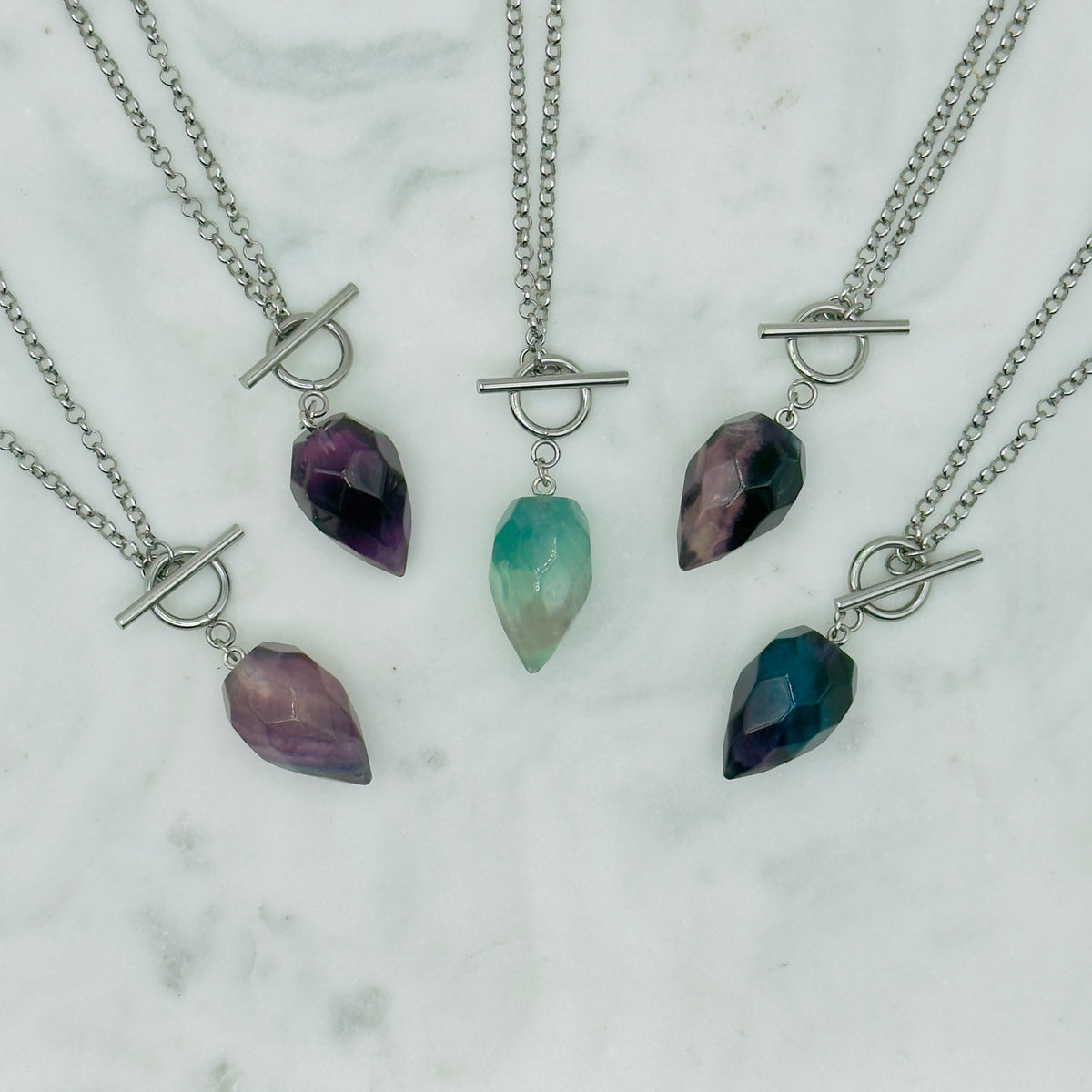 Silver Crystal Pendulum Necklace