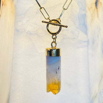 Gold Citrine Pendulum Necklace