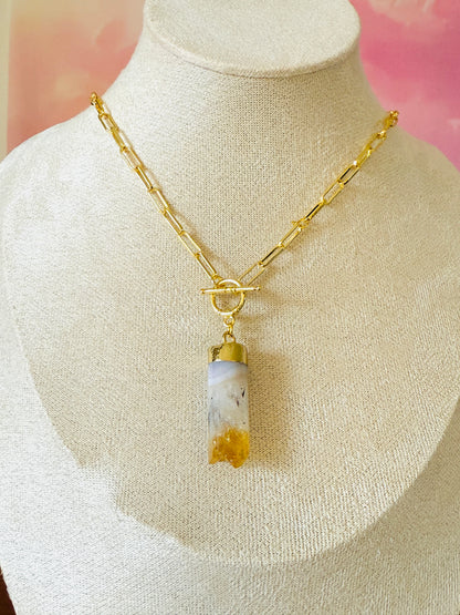 Gold Citrine Pendulum Necklace