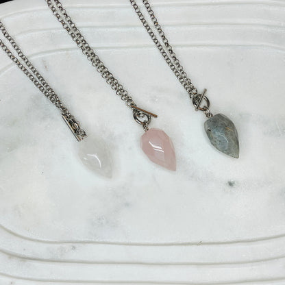 Silver Crystal Pendulum Necklace