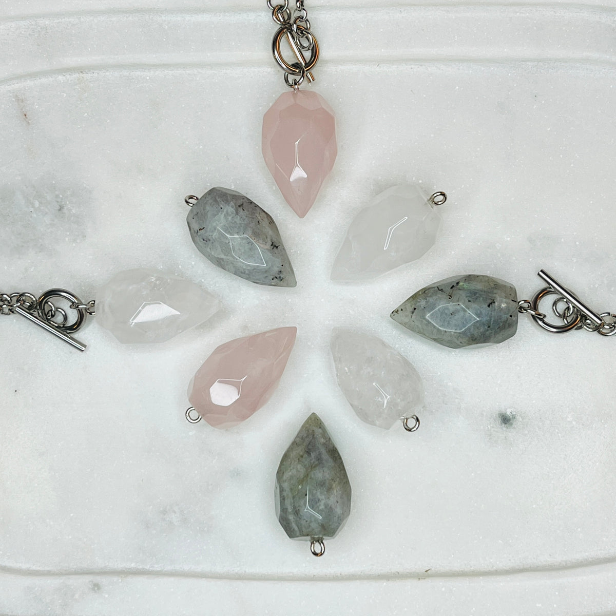 Silver Crystal Pendulum Necklace