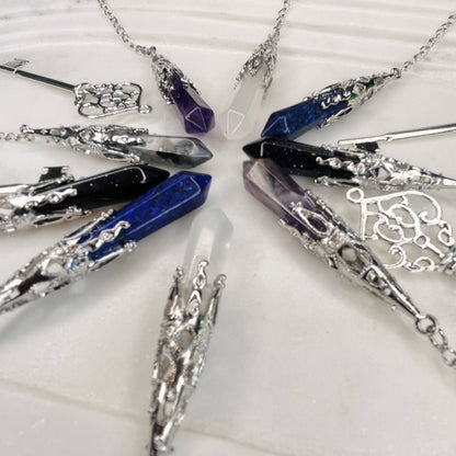 Baroque Crystal Pendulum with Silver Key Charm