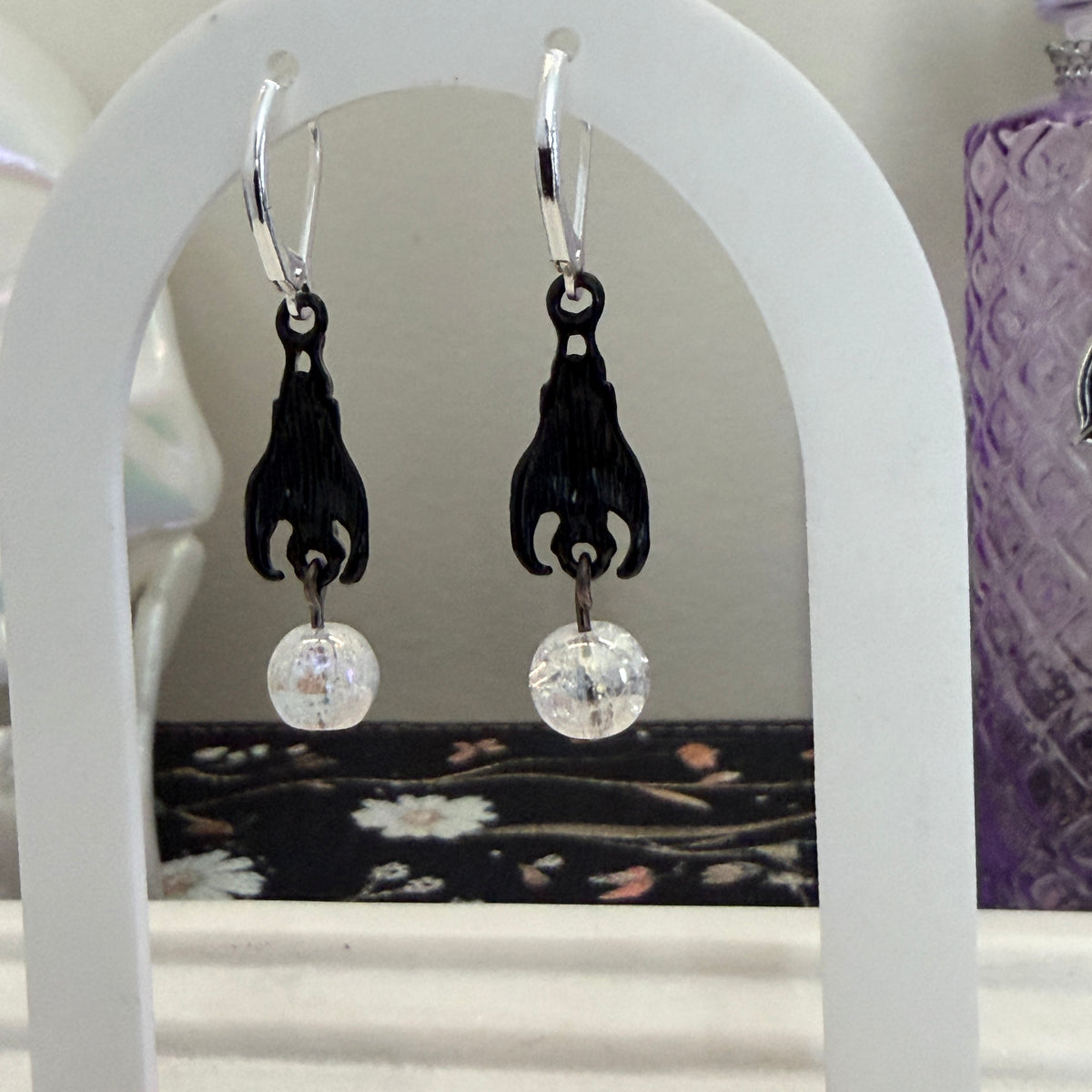 Limited Edition: Samhain Bat Cracked Angel Aura Bead Earrings