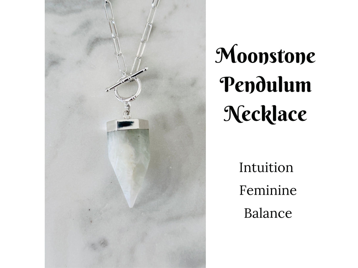 Crystal Pendulum Necklace Silver or Gold Chain