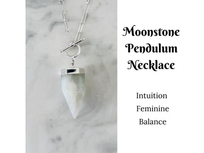 Crystal Pendulum Necklace Silver or Gold Chain
