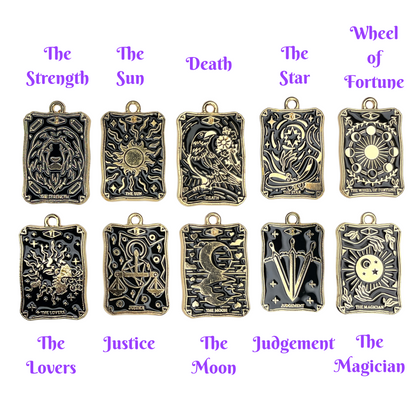 Quartz Pendulum on 10" Gold Moon Chain with Tarot Charm