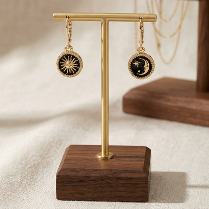 Gold Filled Celestial Moon and Sun Earrings