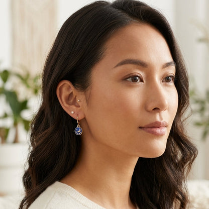 Gold Filled Blue Celestial Moon Earrings