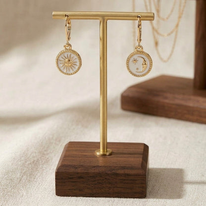 Gold Filled Celestial Moon and Sun Earrings