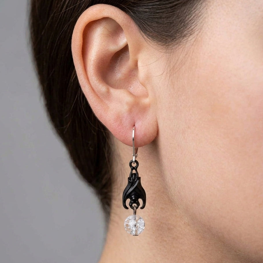 Limited Edition: Samhain Bat Cracked Angel Aura Bead Earrings